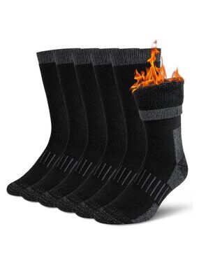 Men's Merino Wool Thermal Hiking Crew Socks 3 Pack Winter Warm